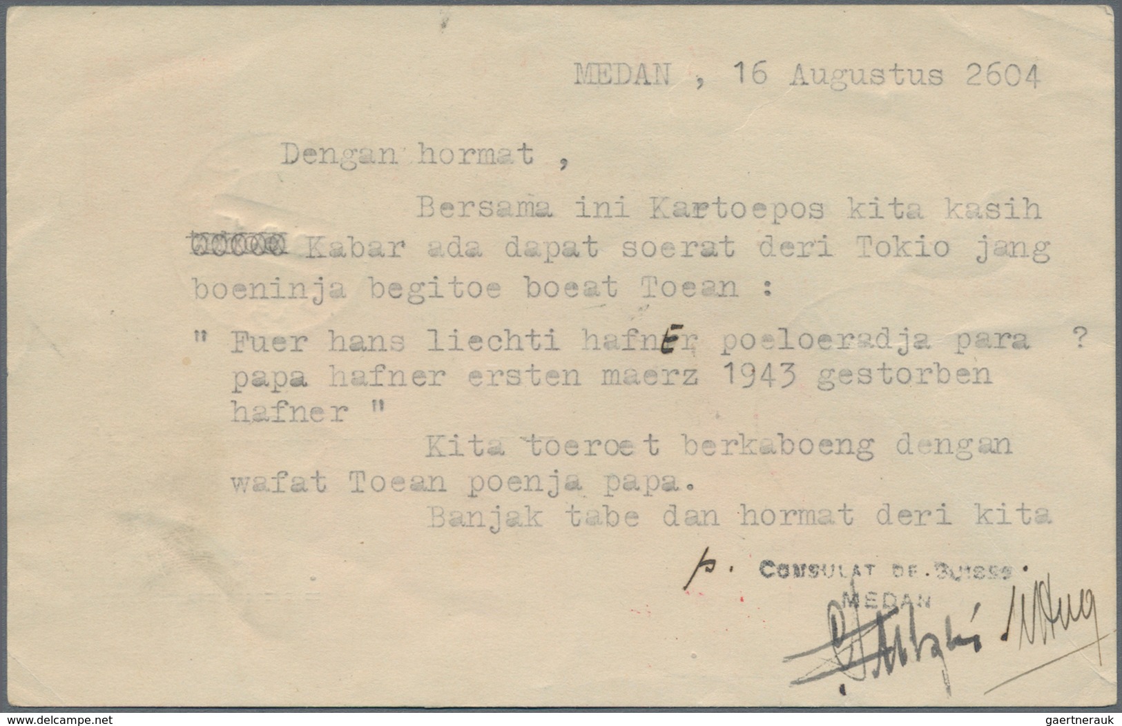 Japanische Besetzung  WK II - NL-Indien / Sumatra / Dutch East Indies: 1944/45, Three Stationery Car - Indonesien