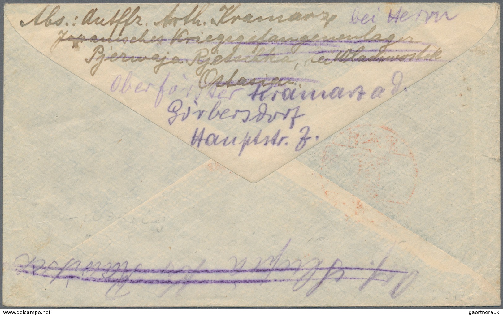 Lagerpost Tsingtau: Siberia Camps, Pervaya Ryetchka, 1919 Envelope Via "TOKIO 29.10.19" To Germany, - Deutsche Post In China