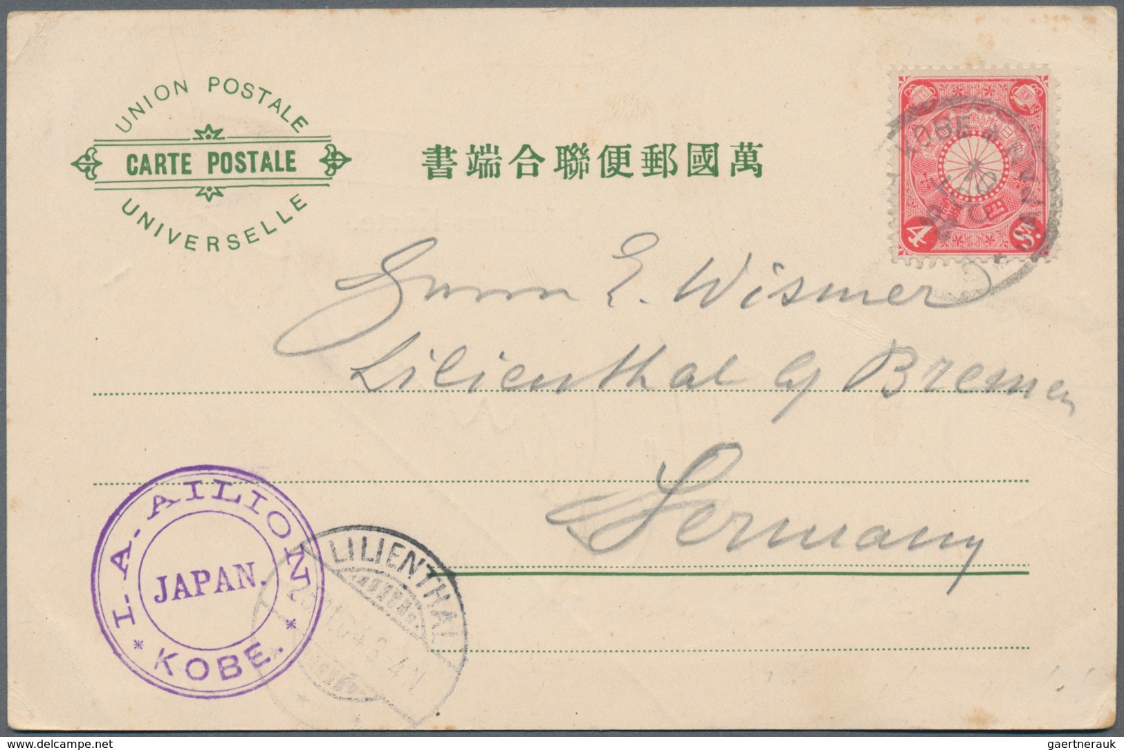 Japan - Besonderheiten: 1899, Kiku 4 S. Tied "KOBE 26 OC 04" To Ppc (Club Concordia Jubilee) To Germ - Sonstige & Ohne Zuordnung