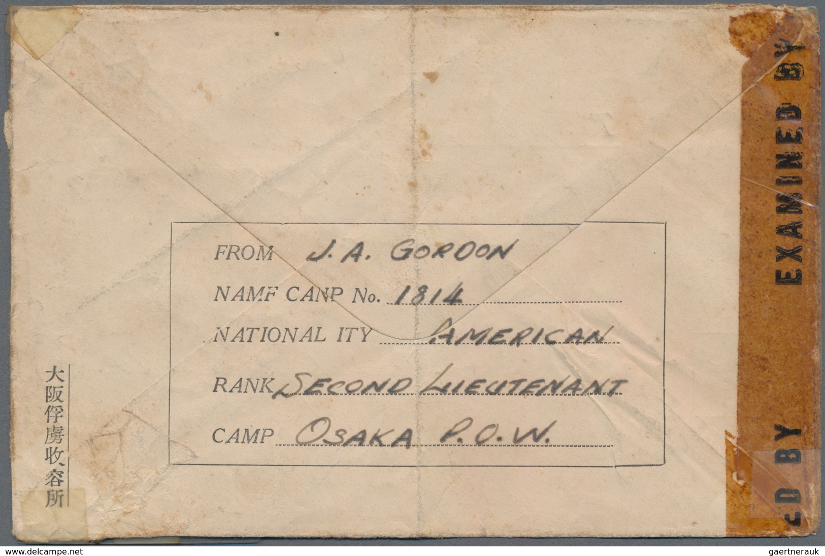 Japan - Besonderheiten: 1943 (ca.), Osaka POW-camp Preprinted Envelopes: Type 1 (on Reverse "NAME" O - Other & Unclassified