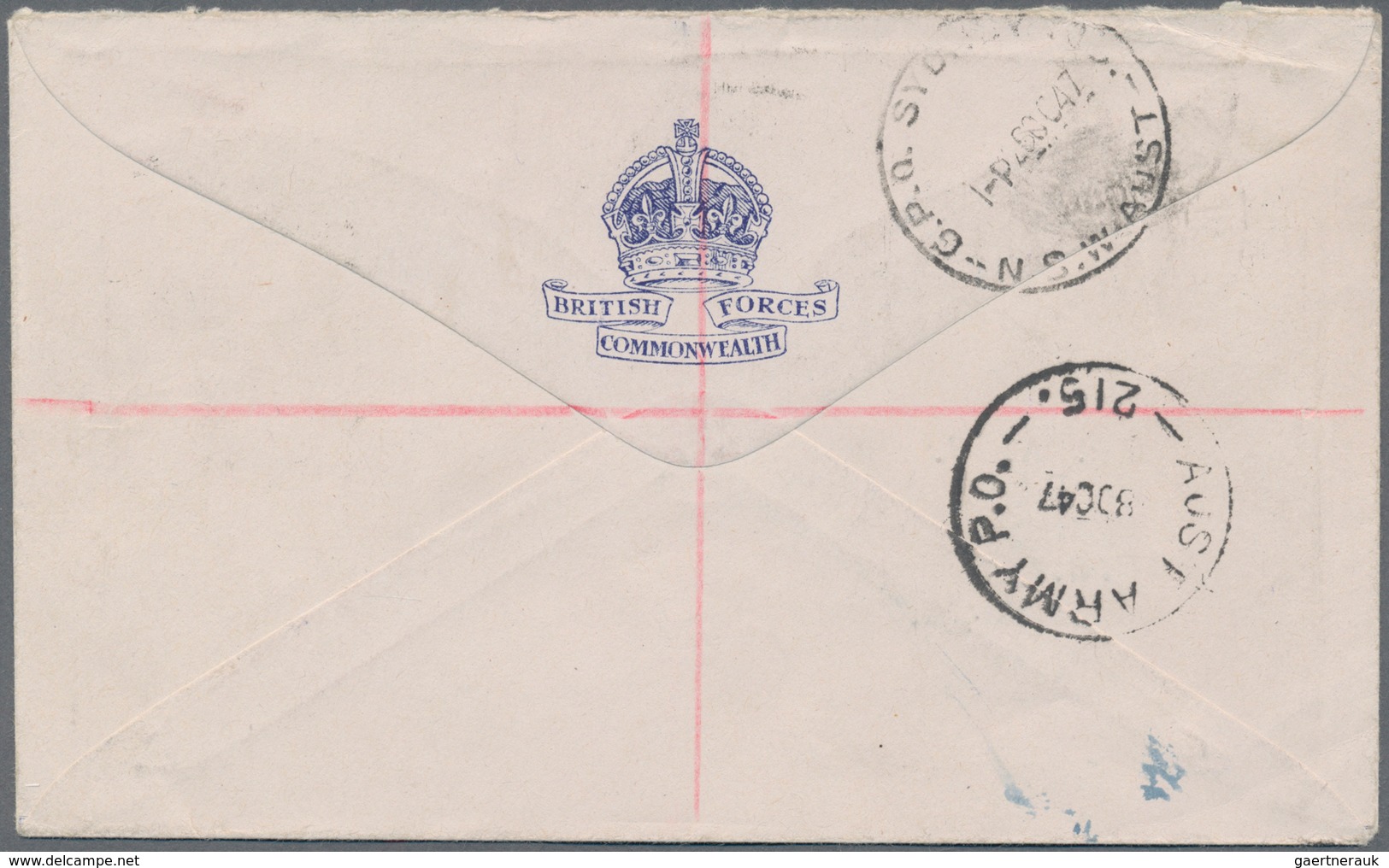 Japan - Besonderheiten: 1947, "B.C.O.F. JAPAN" Set 1/2d-5 Sh. Tied "AUST. ARMY P.O. 215. 18 OC 47" T - Other & Unclassified