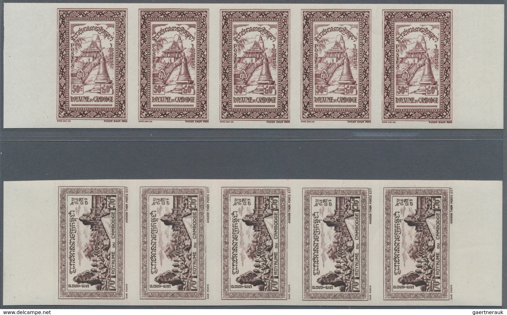 Kambodscha: 1954, definitive issue complete set of 20 (Phnom Daun Penh, Angkor Thom, coat of arms an