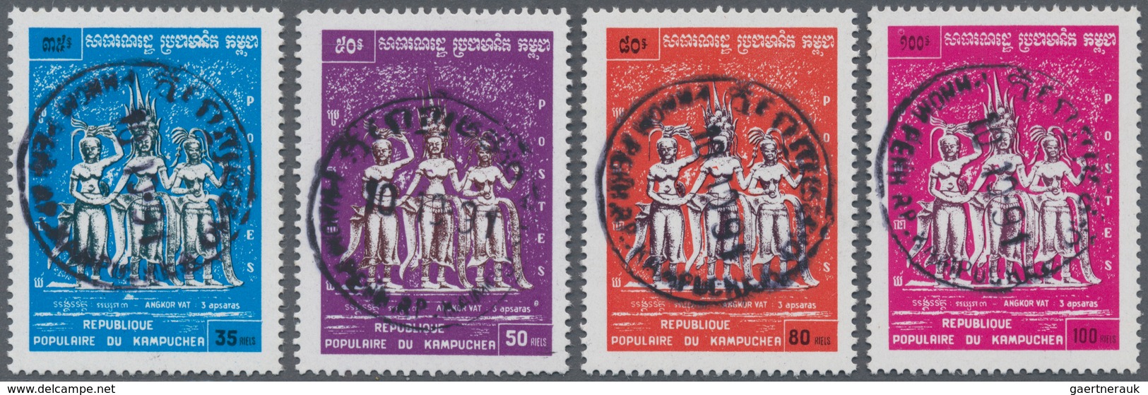 Kambodscha: 1989 'Angkor Vat' Cpl. Set , Each With Full Strike Of Phnom Penh '10.10.91' C.d.s., Fine - Kambodscha