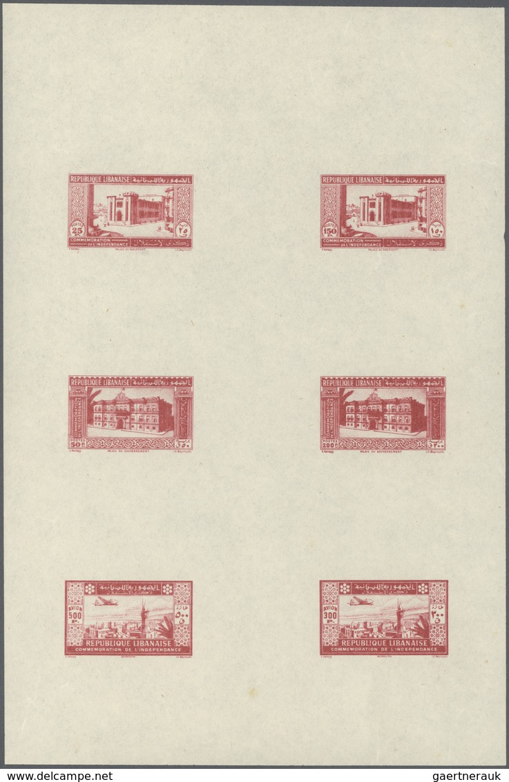 Libanon: 1943, 2nd Anniversary Of Independence, Combined Proof Sheet In Red On Gummed Paper, Showing - Lebanon