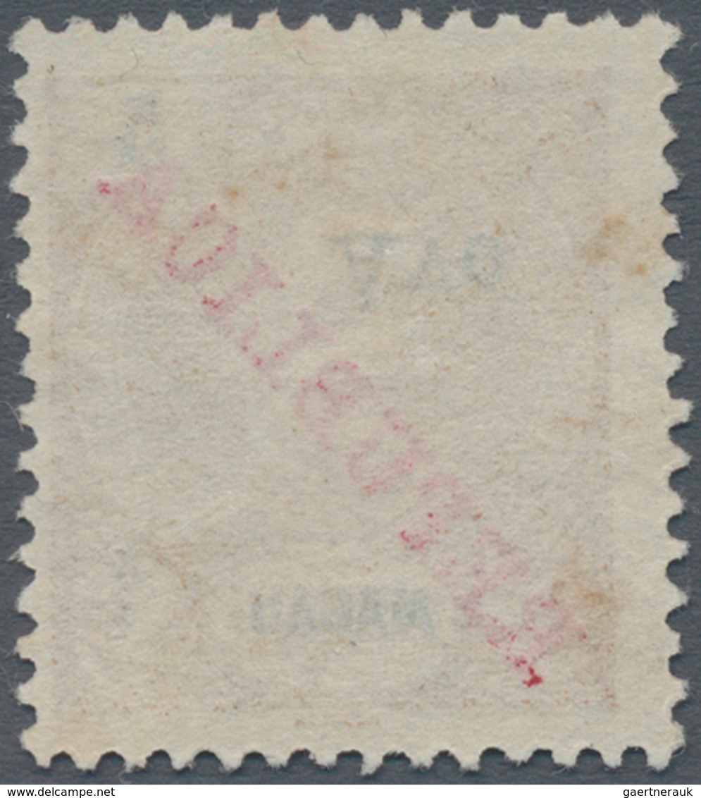Macau: 1913, 1/2 A. On 5 A., Surcharge Inverted, Unused No Gum As Issued. - Other & Unclassified