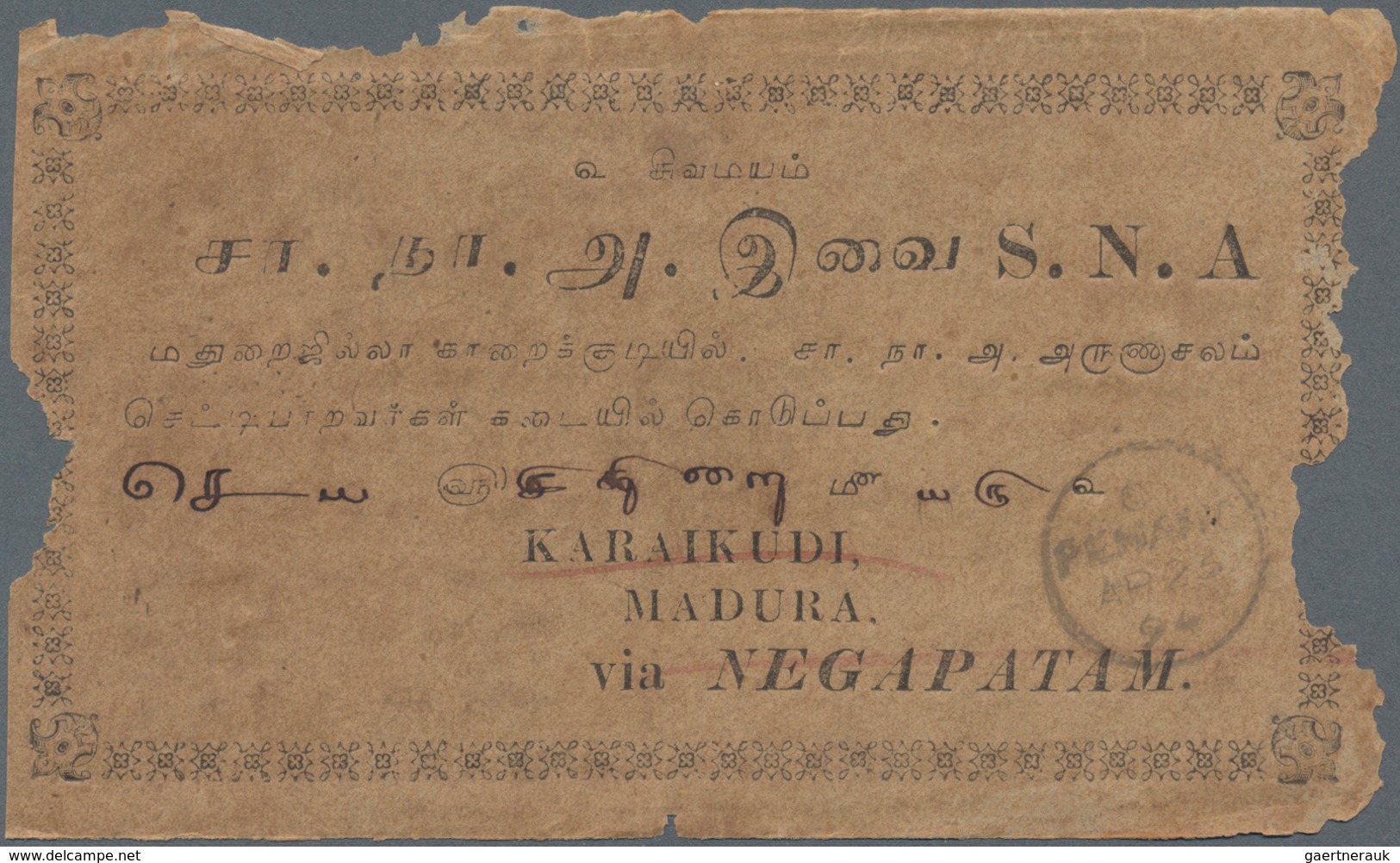 Malaiische Staaten - Straits Settlements: 1895 Double-weight Cover From Penang To India Franked On B - Straits Settlements
