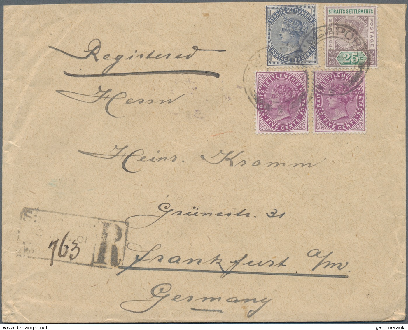 Malaiische Staaten - Straits Settlements: 1901 Registered Cover From Singapore To Frankfurt/Main, Ge - Straits Settlements