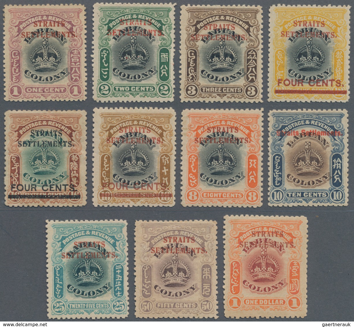 Malaiische Staaten - Straits Settlements: 1906-07 Labuan 'Crown' Stamps Optd. "Straits Settlements", - Straits Settlements