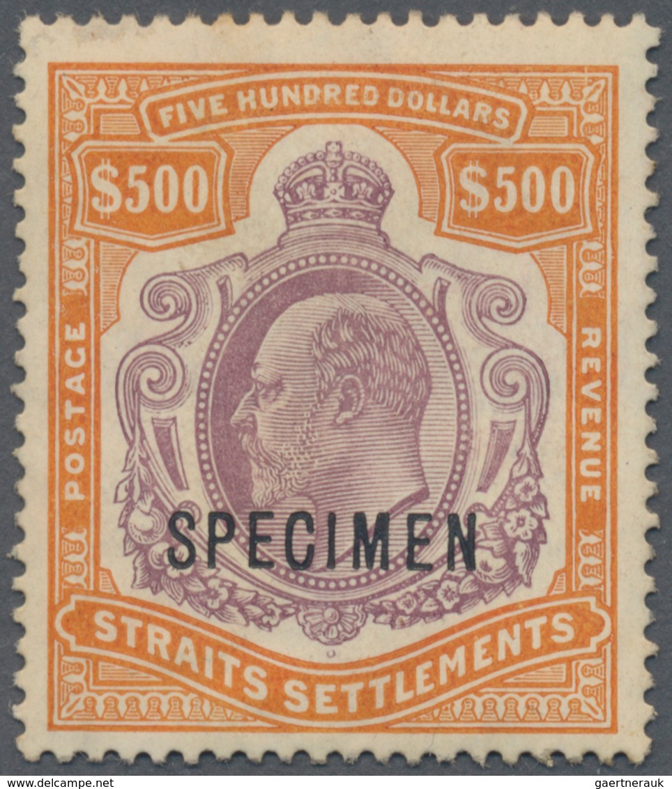 Malaiische Staaten - Straits Settlements: 1906-12 KEVII. $500 Purple & Orange, Overprinted "SPECIMEN - Straits Settlements