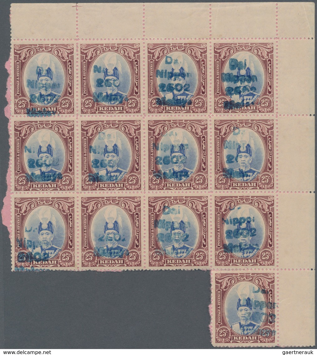 Malaiische Staaten - Straits Settlements: 1942, Kedah, Fiscal Blue Rubber Ovpt. "Dai Nippon 2602 Mal - Straits Settlements