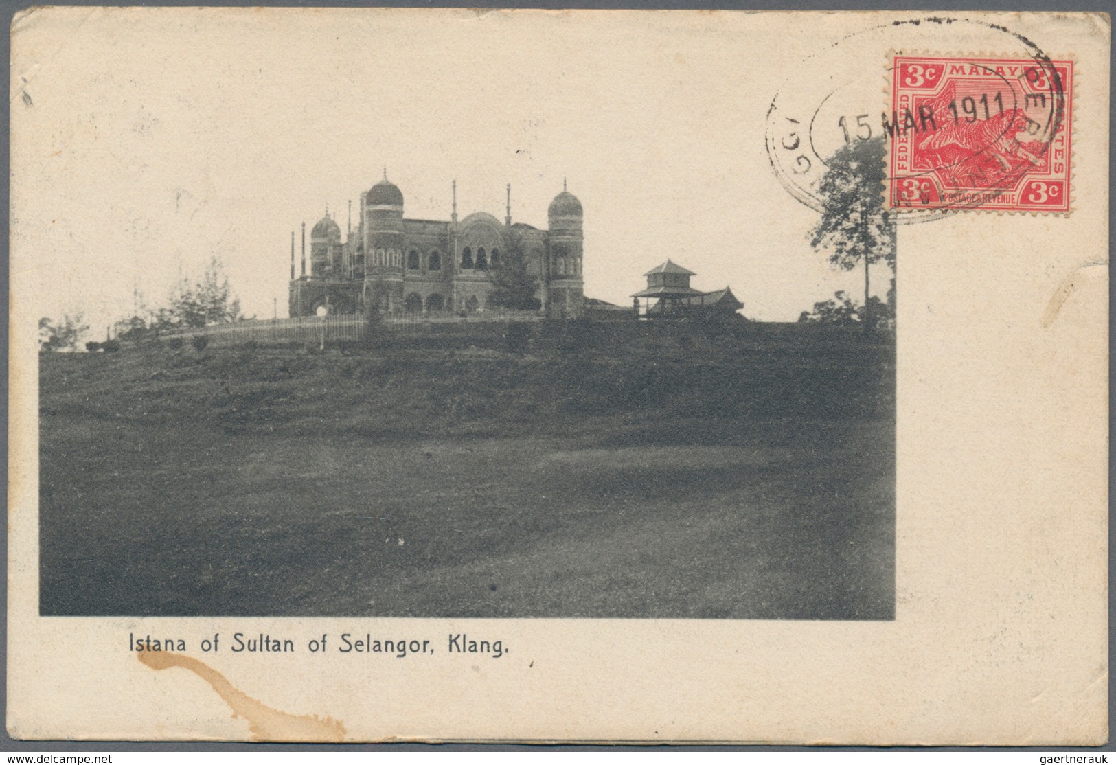 Malaiische Staaten - Negri Sembilan: 1911 Picture Postcard (Istana Of Sultan Of Selangor, Klang) Use - Negri Sembilan