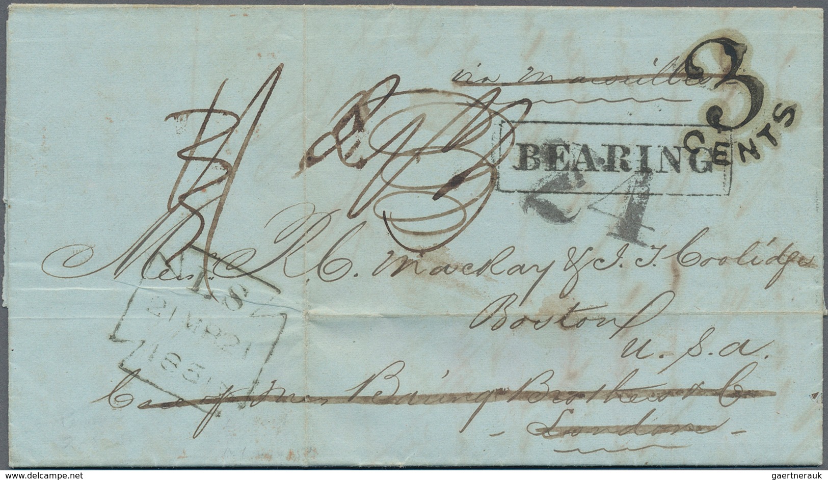 Malaiische Staaten - Penang: 1851, Stampless Folded Letter Addressed To Boston Written From Penang D - Penang