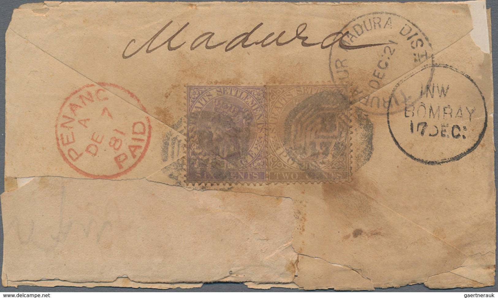 Malaiische Staaten - Penang: 1860/1881 The Numeral Cancellations Of Penang: Two Covers Cancelled By - Penang