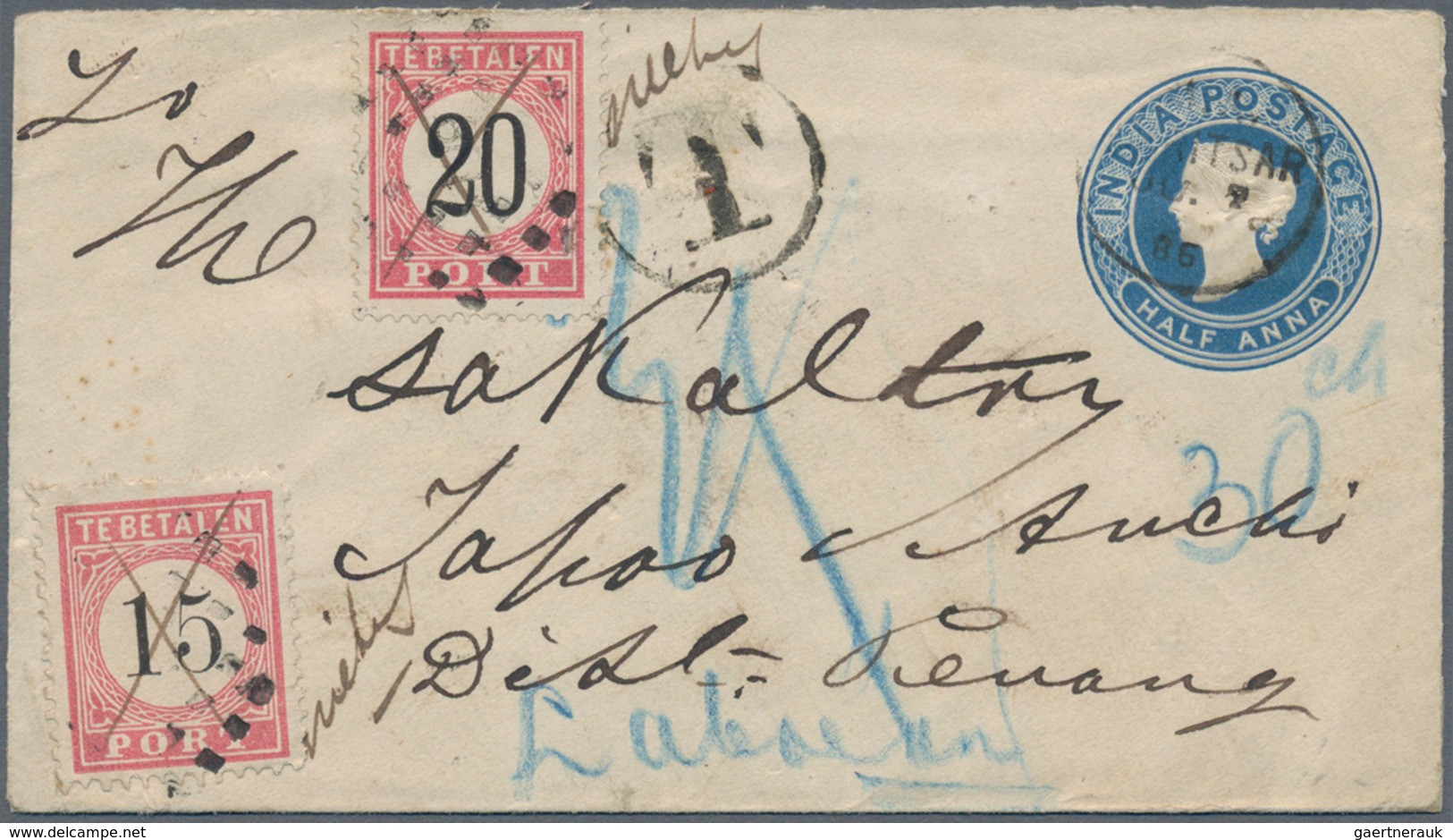 Malaiische Staaten - Penang: 1886: Penang Postage Due Handstamp "14" (Proud UP18) On Back Of Indian - Penang