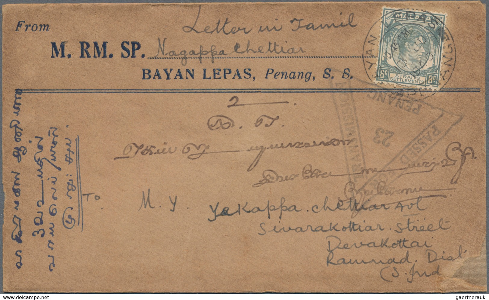 Malaiische Staaten - Penang: 1935/1940 Two Covers From From BAYAN LEPAS To India, One Sent In 1935 A - Penang