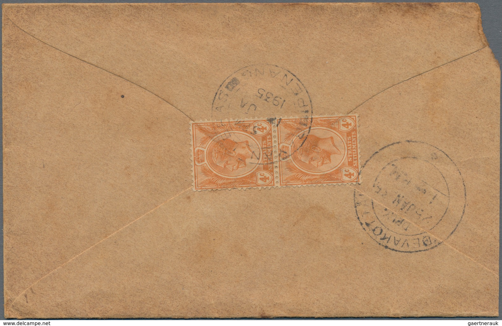 Malaiische Staaten - Penang: 1935/1940 Two Covers From From BAYAN LEPAS To India, One Sent In 1935 A - Penang