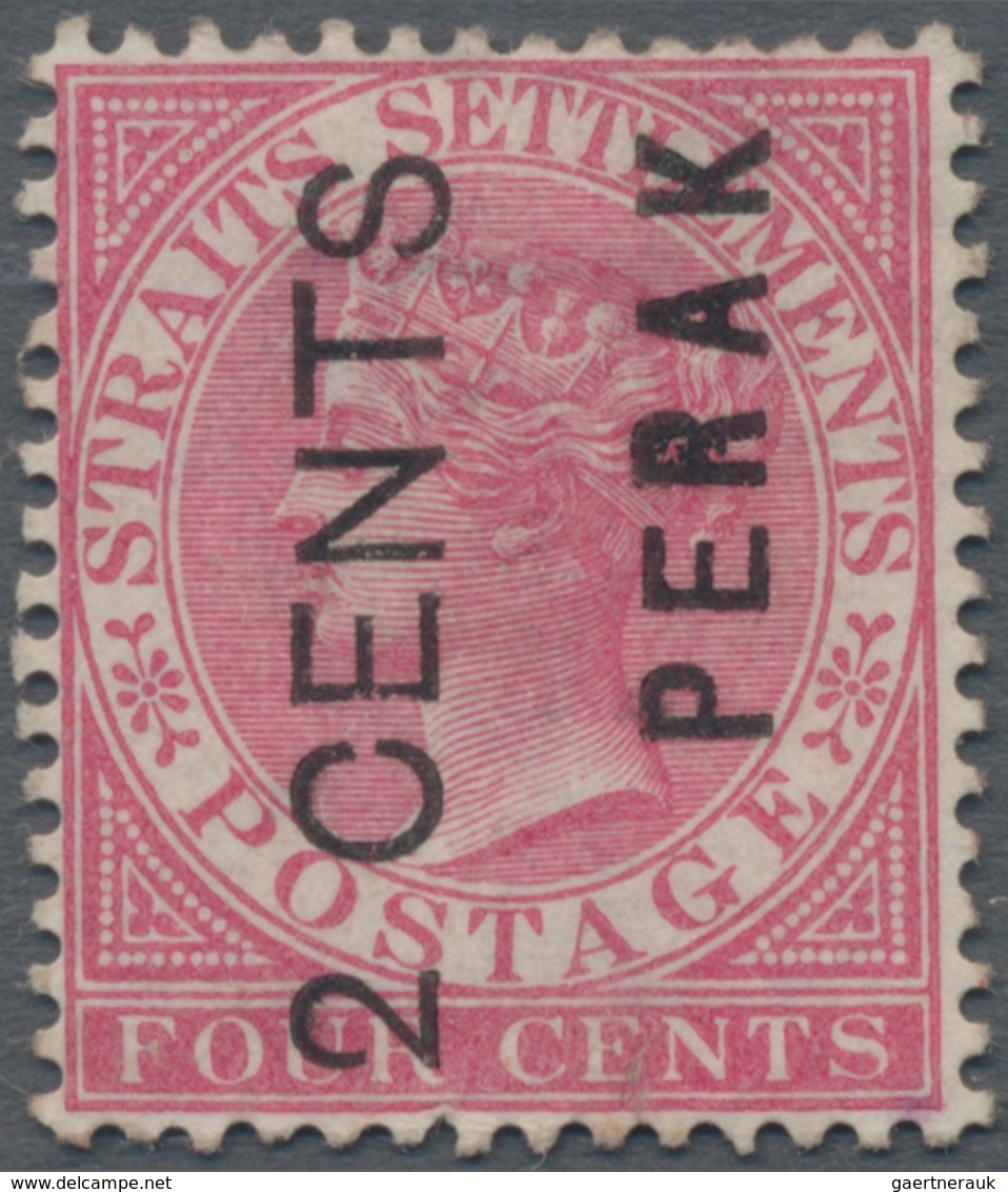 Malaiische Staaten - Perak: 1883 "2 CENTS" On 4c. Rose, Overprinted Types 11+13, Unused Without Gum, - Perak