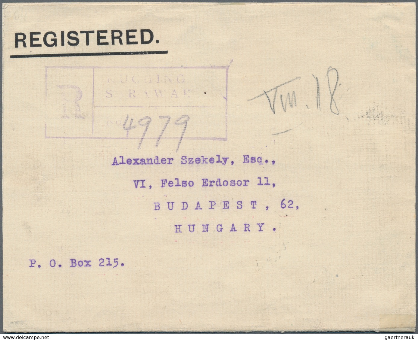 Malaiische Staaten - Sarawak: 1926 Registered Cover From Kuching To Budapest, Hungary Via Italy, Fra - Other & Unclassified