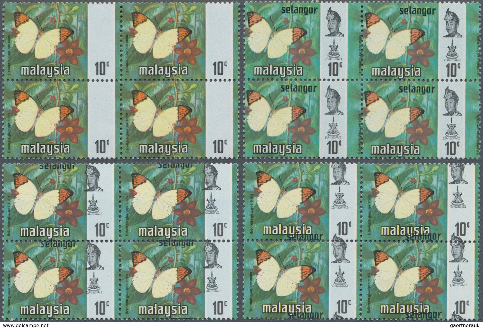 Malaiische Staaten - Selangor: 1971, Butterfly Definitive 10c. 'Hebomoia Glaucippe Aturia' With BLAC - Selangor