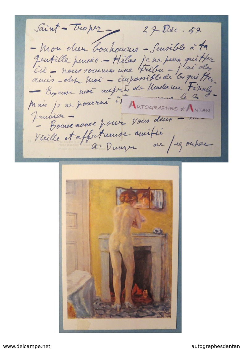 André DUNOYER DE SEGONZAC Peintre - Saint Tropez 1957 - Finaly - Né à Boussy-Saint-Antoine - Carte Lettre Autographe - Autres & Non Classés