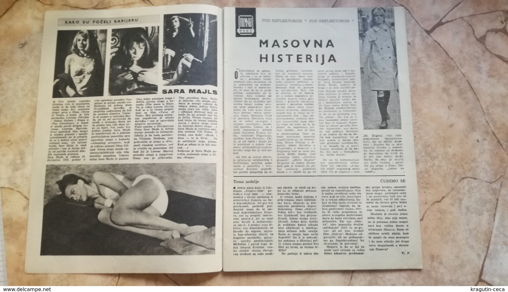 VINTAGE 1963 YUGOSLAVIA FILM MOVIE MAGAZINE NEWSPAPERS BRIGITTE BARDOT Sarah Miles AVA GRDNER Warren Beatty - Langues Slaves