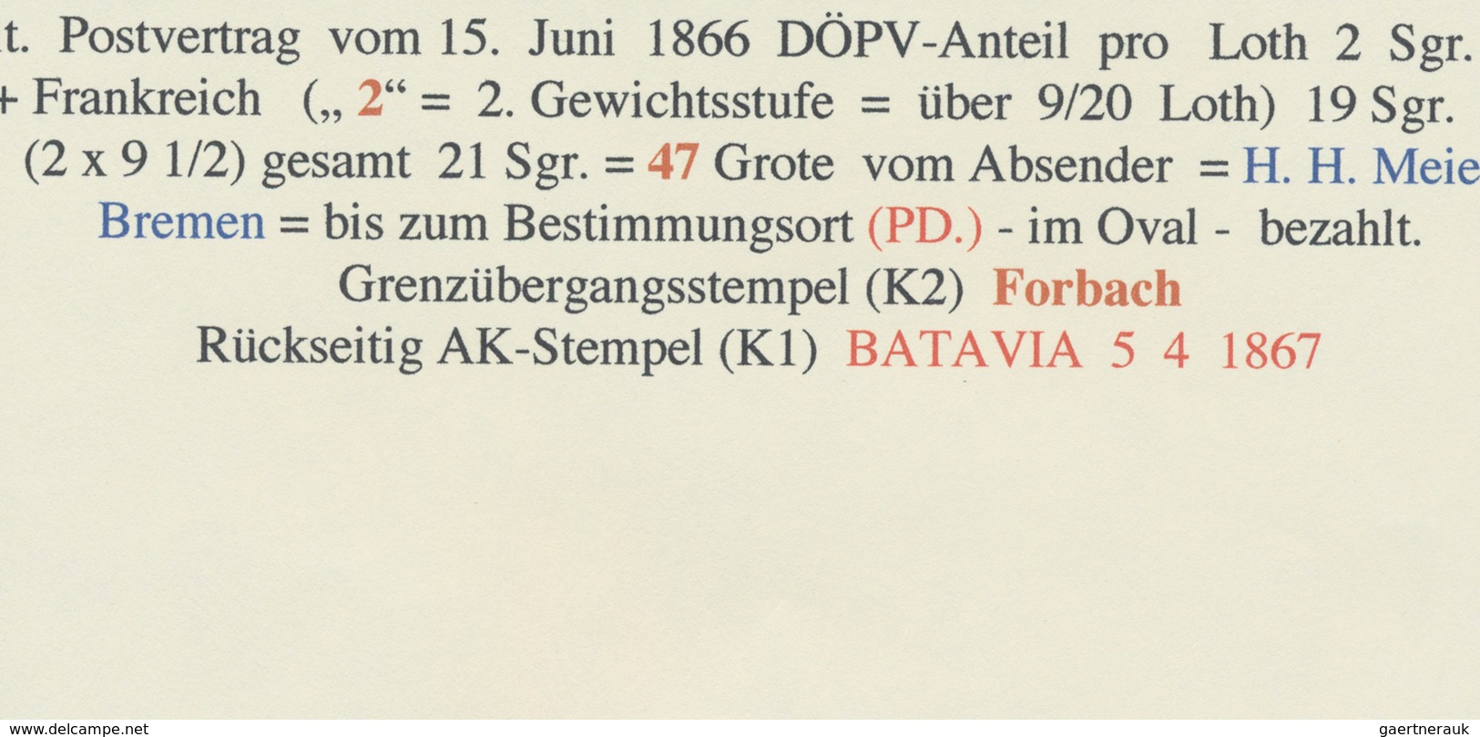 Niederländisch-Indien: 1857, Incomming Mail: Full Paid Fresh Stampless Folded Entire Letter Taxed "4 - Niederländisch-Indien