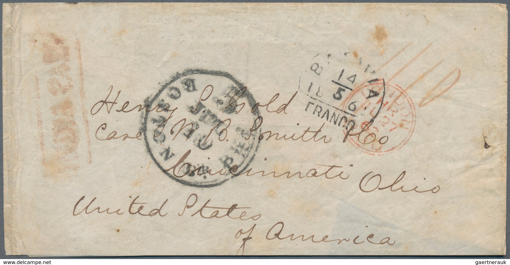 Niederländisch-Indien: 1862 Destination USA: Stampless Cover From Batavia To Cincinnati, Ohio Via Si - Netherlands Indies