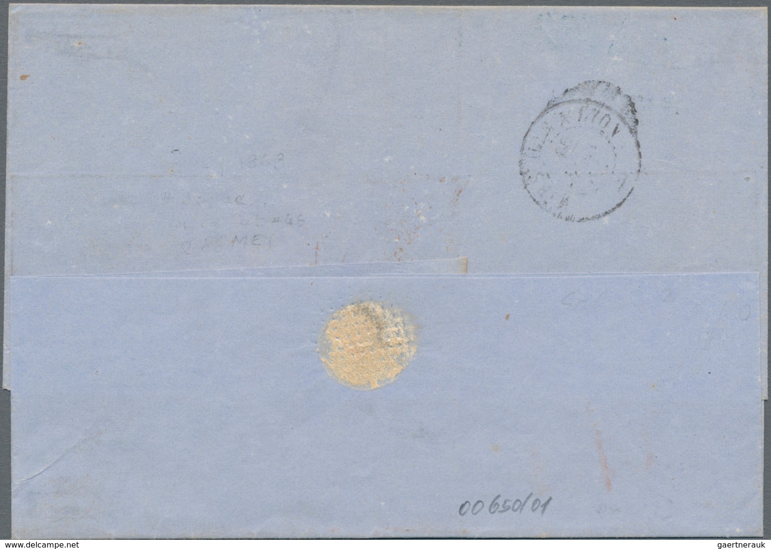 Niederländisch-Indien: 1863, Incomming Mail: Fresh Stampless Folded-envelope With Taxation "21" Chan - Niederländisch-Indien