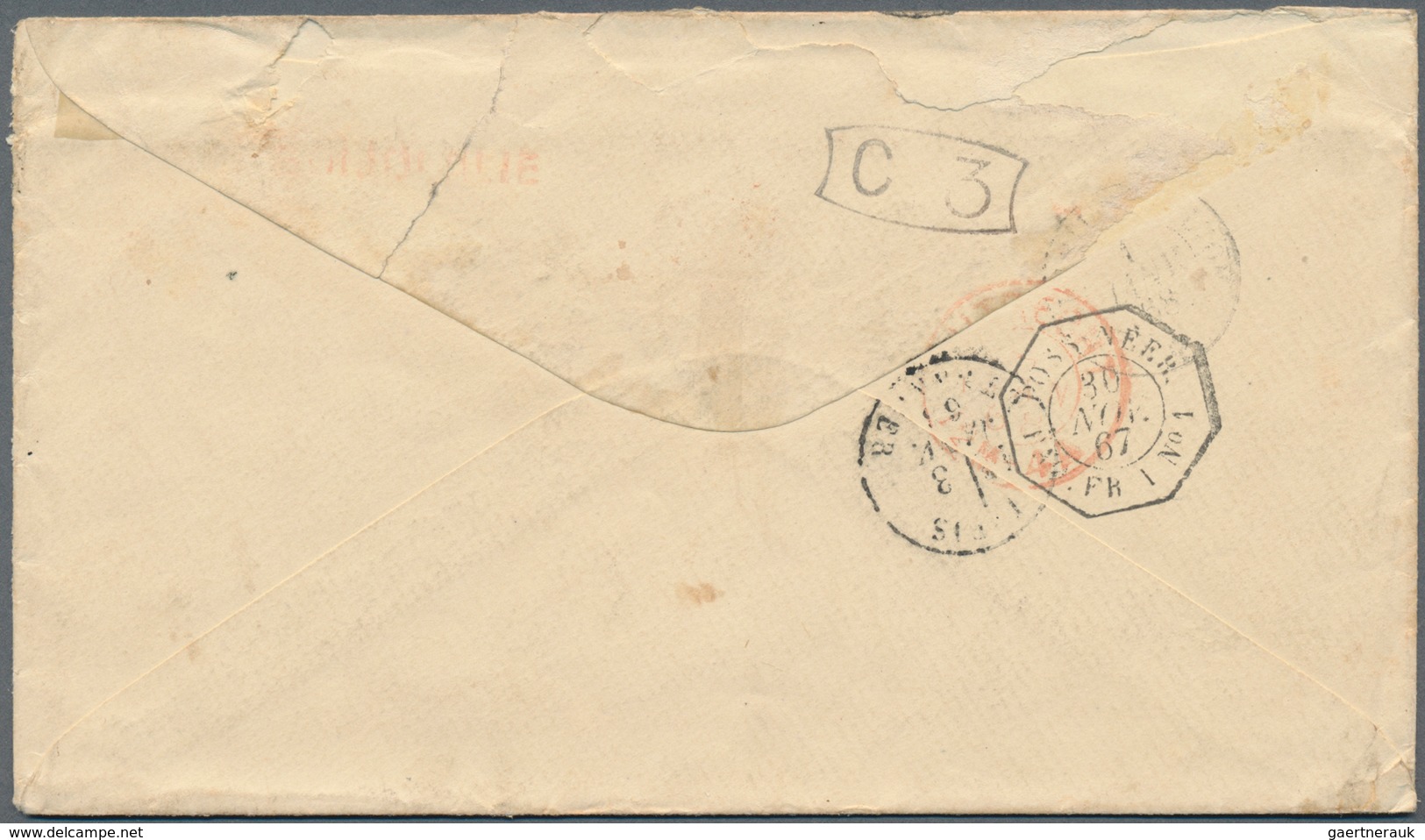 Niederländisch-Indien: 1867 Stampless Cover From Salatiga To Utrecht, Netherlands By French Steamer - Niederländisch-Indien