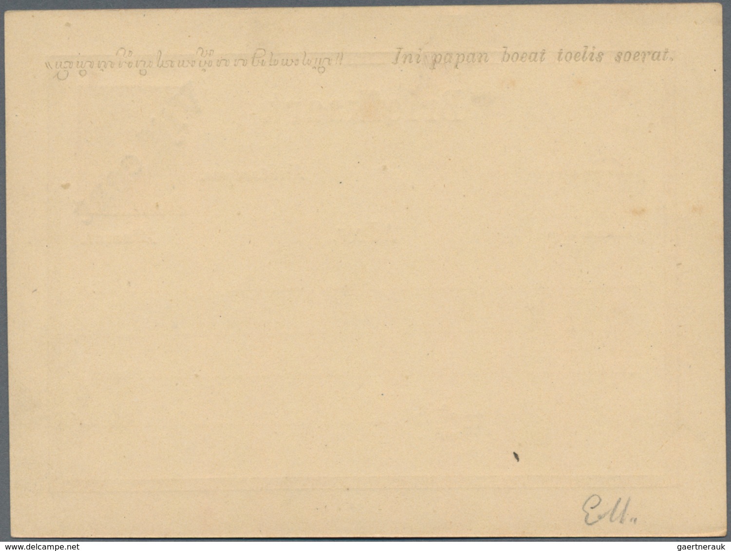 Niederländisch-Indien: 1878 (ca.), Moquette Surcharges: "Vijf Cent" In Black, Bold Type NW To SE On - Niederländisch-Indien