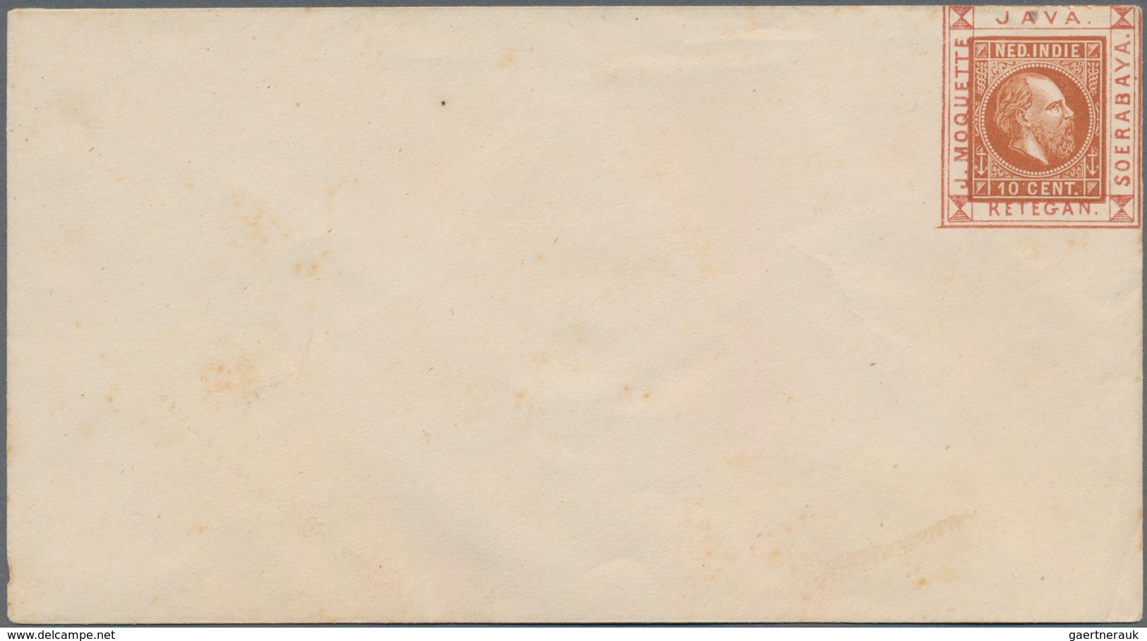 Niederländisch-Indien: 1878, Envelope Willem II With "Moquette" Frame: 10 C. Brown, Unused Mint. - Niederländisch-Indien