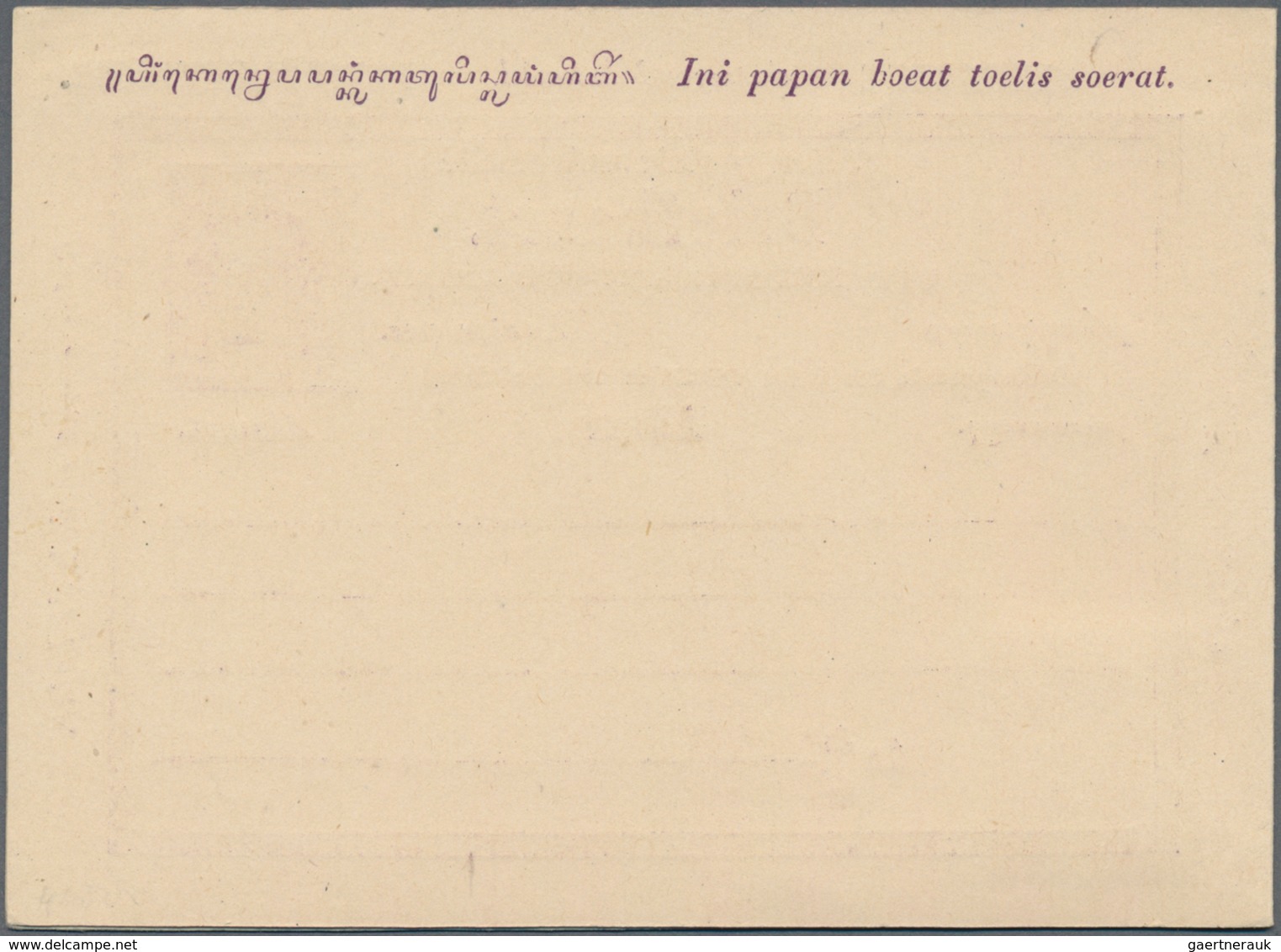 Niederländisch-Indien: 1878 (ca.), Double Card Willem 5 C.+5 C. Violet Both Parts Uprated Willem 2 1 - Niederländisch-Indien