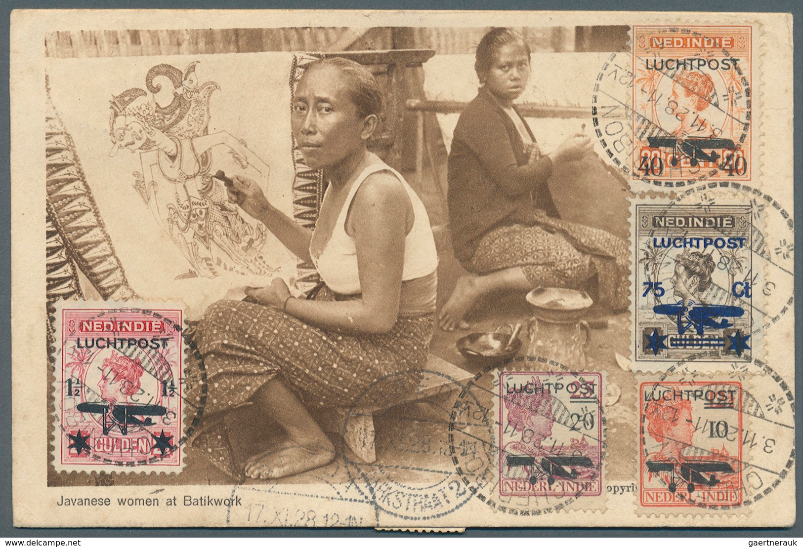 Niederländisch-Indien: 1928 (3.11.), Airmail Opts. Complete Set On Picture Side With Three Definitiv - Niederländisch-Indien