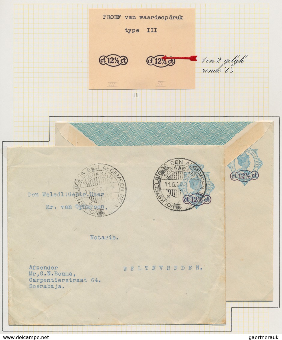 Niederländisch-Indien: 1930 (ca.), Envelopes 12 1/2 Ct./20 Ct. Blue With Surcharge Type III Mint Res - Niederländisch-Indien