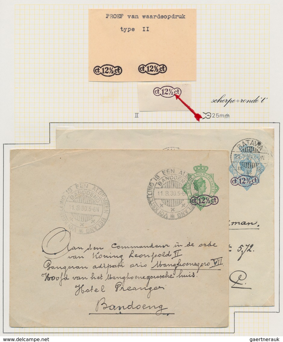 Niederländisch-Indien: 1930 (ca.), Envelopes 12 1/2 Ct./20 Ct. With Surcharge Type II Both Used: In - Niederländisch-Indien