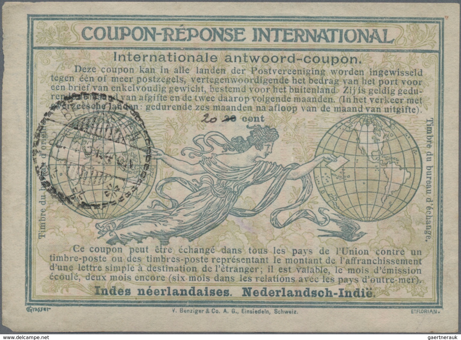 Niederländisch-Indien: 1931, International Reply Coupon IRC, 20 C./30 C. Manual In Black, Canc. "BEN - Niederländisch-Indien