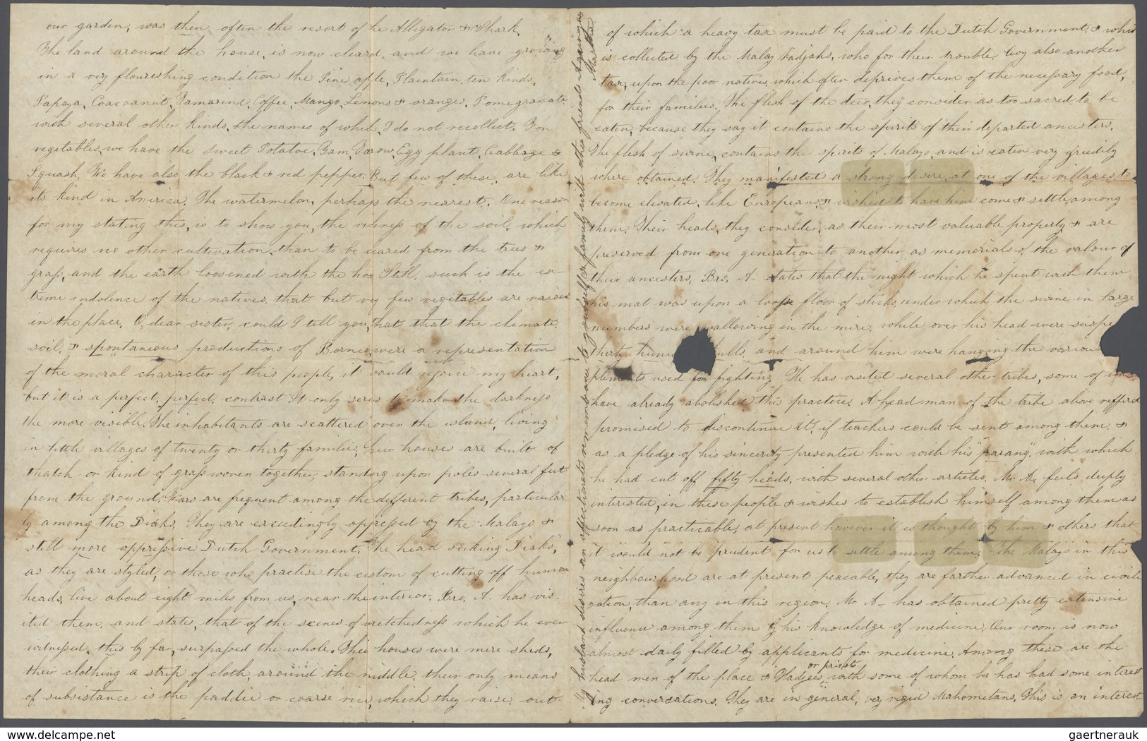 Nordborneo: 1837 (ca.): MISSIONARY Letter From Martha P. Robbins, Sambas, Borneo To Mrs. E. Bliss, L - Nordborneo (...-1963)