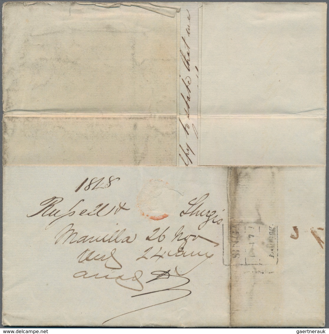 Philippinen: 1847, Entire Folded Letter With 26 Nov. 1847 Dateline From Manila To UK Via Marseilles - Philippines