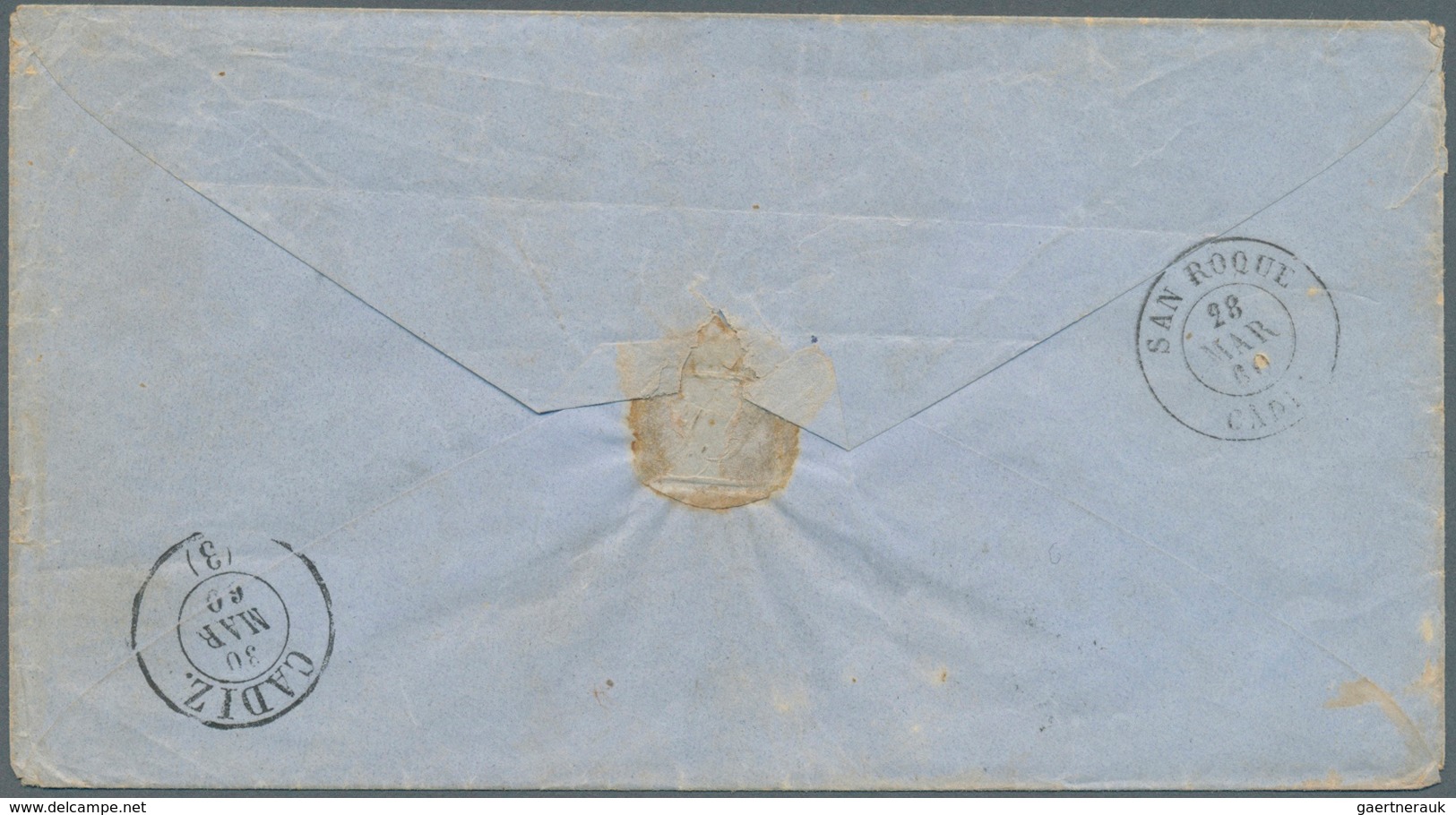 Philippinen: 1860, Cover Endorsed "4R" And "Espana / Via Suez" To Cadiz W. "SAN ROQUE 28 MAR 60" And - Filippijnen