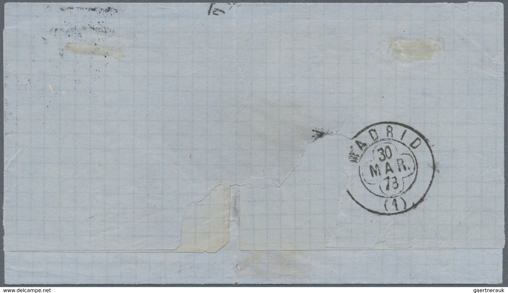 Philippinen: 1876/77, 12 C.violet Tied In Transit By British "GIBRALTAR" On Folded Envelope From "MA - Philippines
