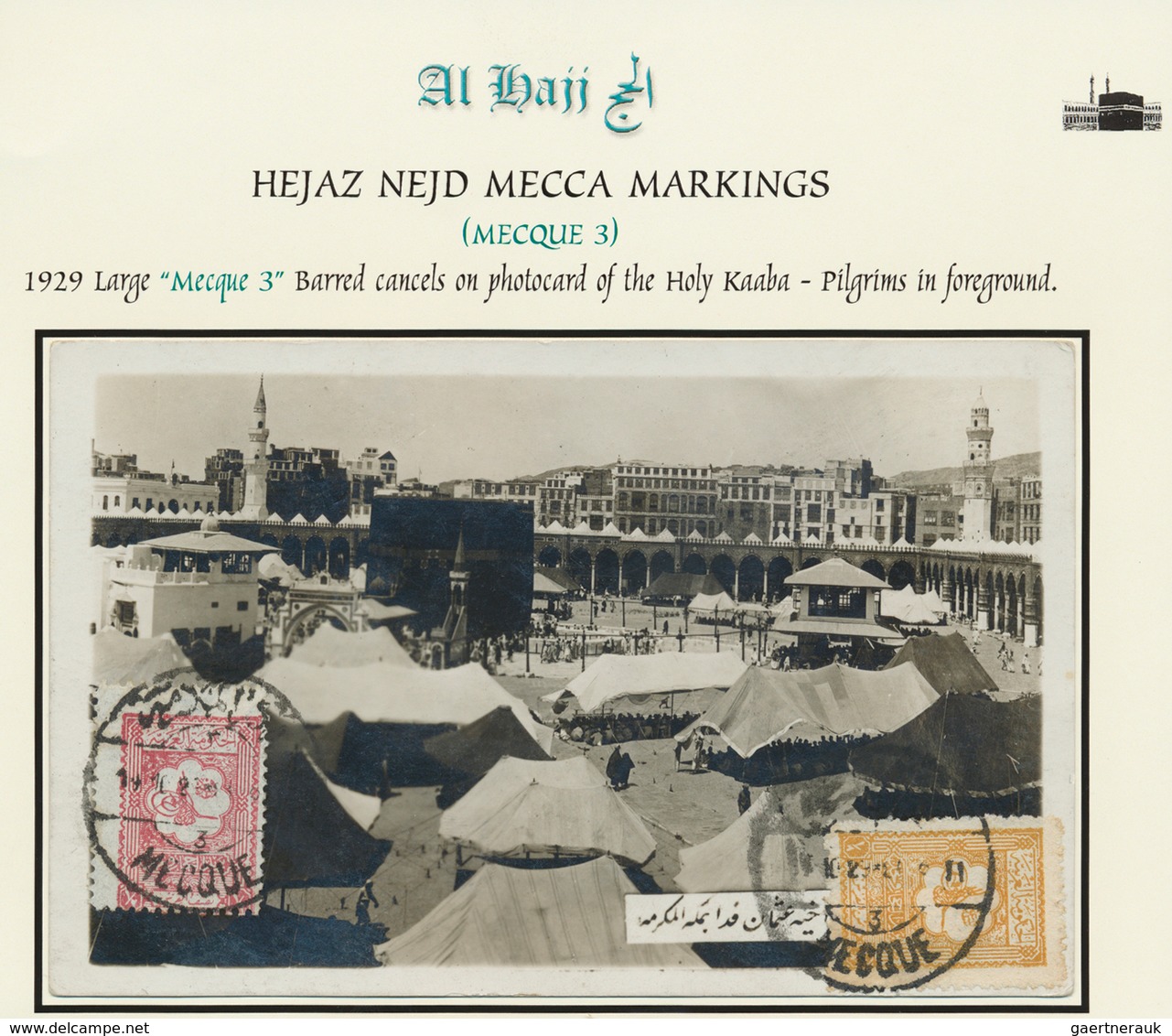 Saudi-Arabien - Nedschd: 1929, Postcard Showing Pilgrims Bearing Two Stamps "Tughra Of King Abdul" I - Saudi-Arabien