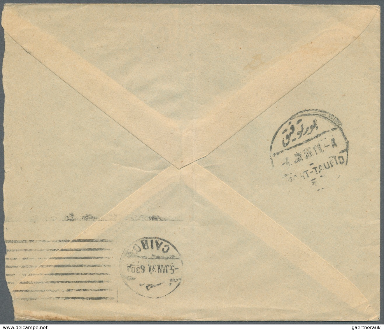 Saudi-Arabien: 1930. Envelope (faults) Addressed To Egypt Bearing SG 302, 1 3/4g Blue Tied By Djedda - Saudi-Arabien