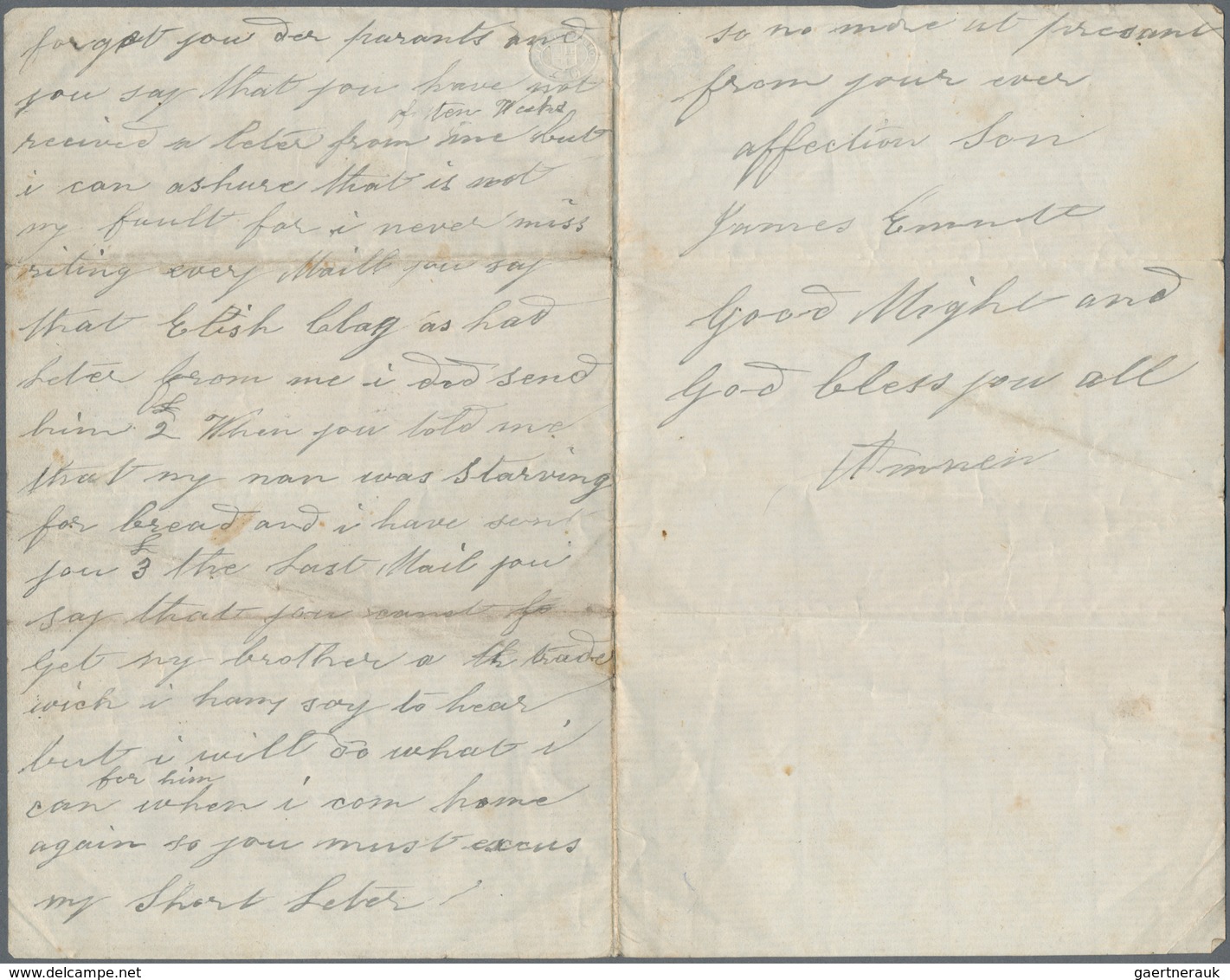 Singapur: 1858, Great Britain 1 D. Carmine With Numer "40" On Seaman Envelope With Handwritten Endor - Singapur (...-1959)
