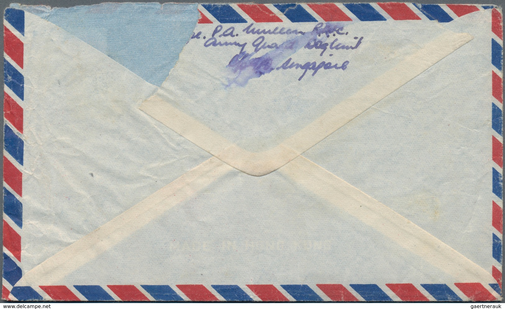 Singapur: 1951 "GUARD DOG ARMY UNIT SINGAPORE" Cachet On Forces Air Mail Cover From Singapore To Bal - Singapur (...-1959)