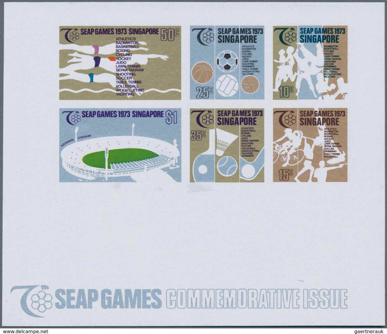 Singapur: 1973. Imperforated Souvenir Sheet "SEAP Games". Mint, NH. - Singapore (...-1959)