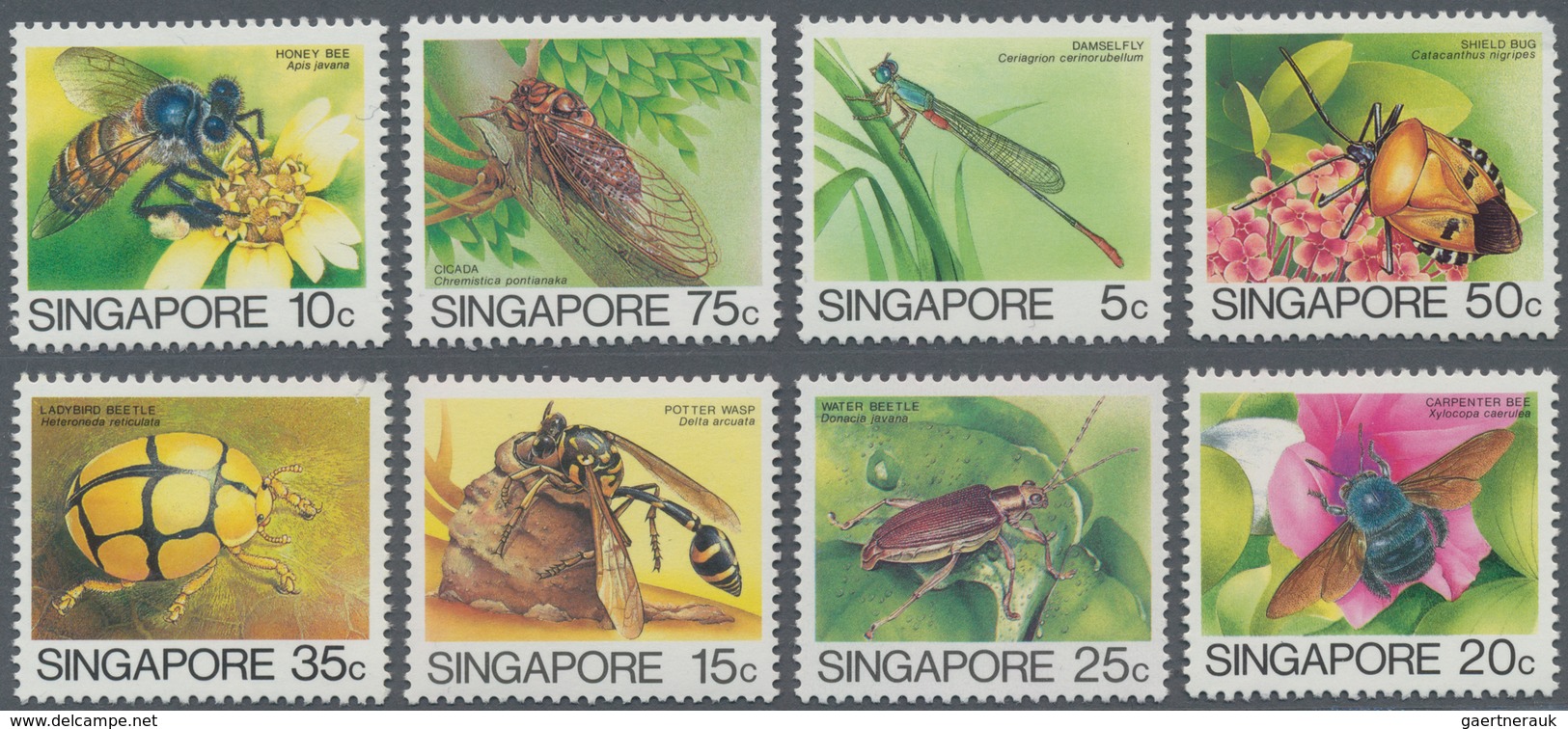 Singapur: 1988, Definitves Issue: Insects, Michel 453/70 II; SG491a/8a. Leigh-Mardon Printing. The 3 - Singapore (...-1959)