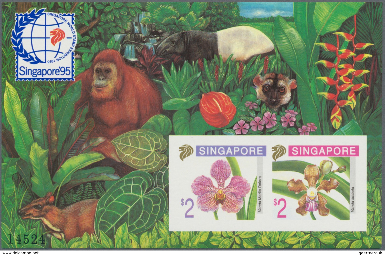 Singapur: 1995 Four 'Orchids' Miniature Sheets = Even Two Of Orangutan M/s IMPERF And September M/s - Singapur (...-1959)