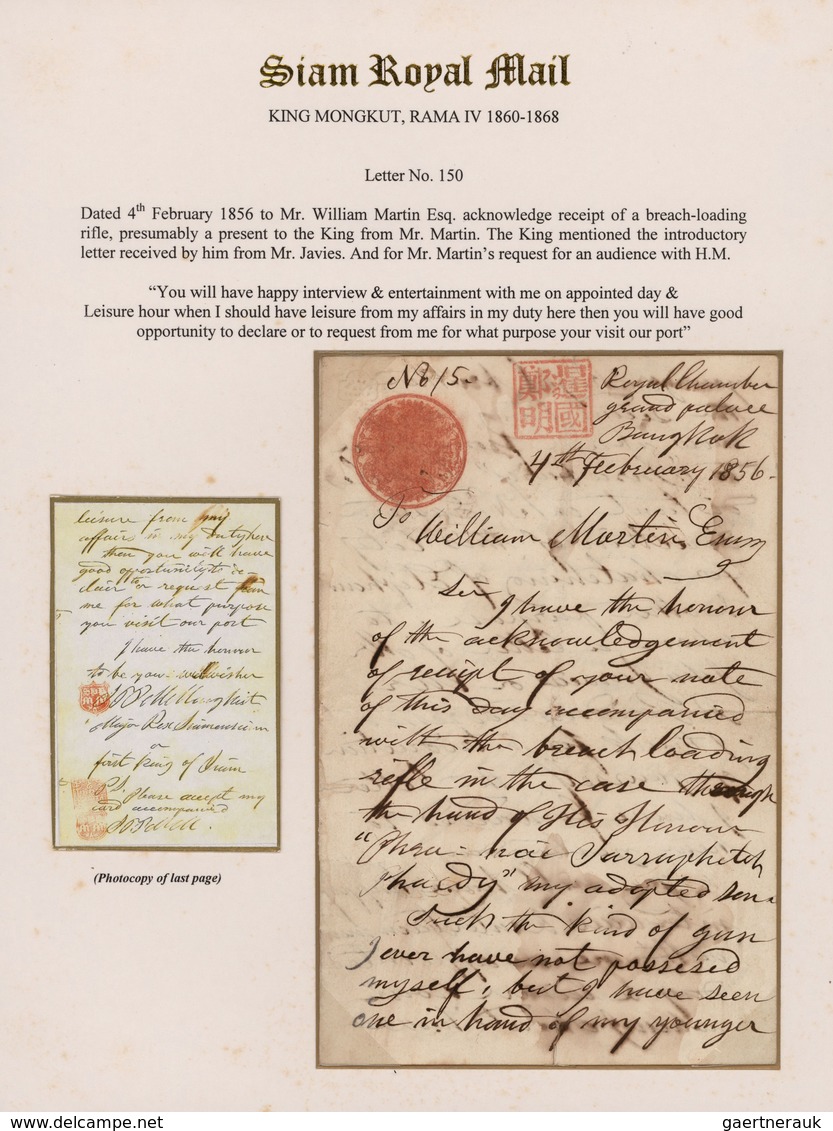 Thailand: 1856 (4th Feb.) Royal Mail Of King Mongkut: Folded Letter Handwritten, Sealed And Signed " - Thailand