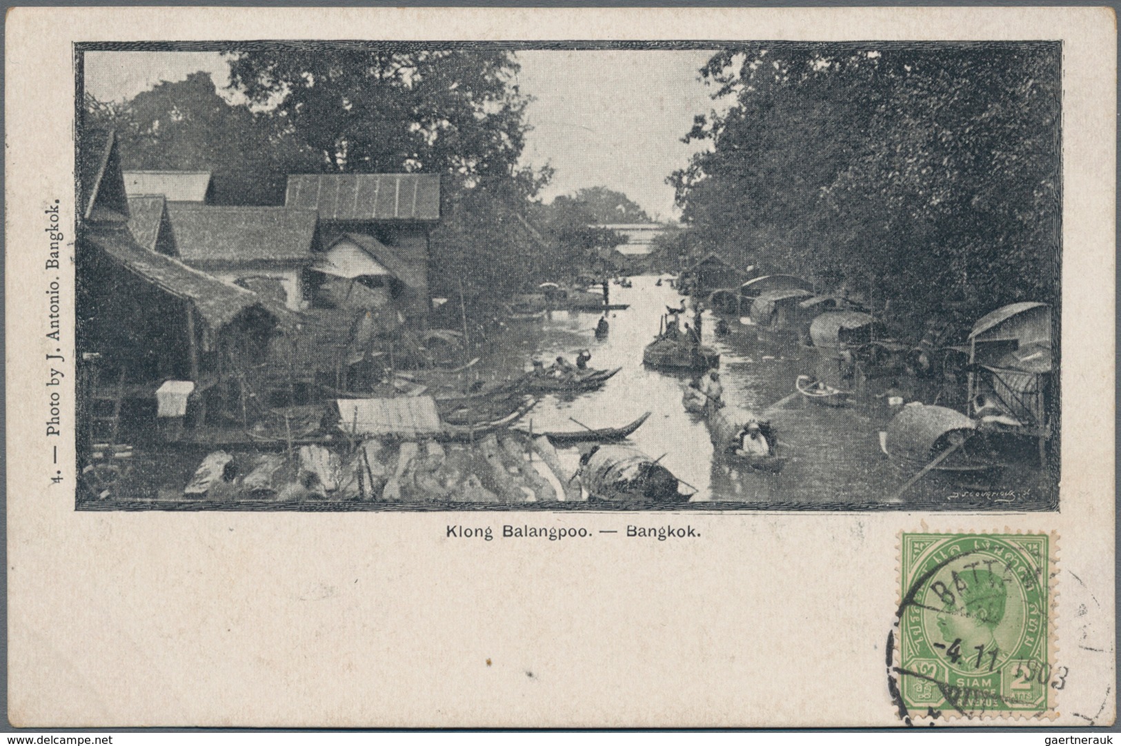 Thailand: 1903 Siamese Used In Cambodia: Picture Postcard (Klong Balangpoo, Bangkok) Used Locally Ba - Thailand