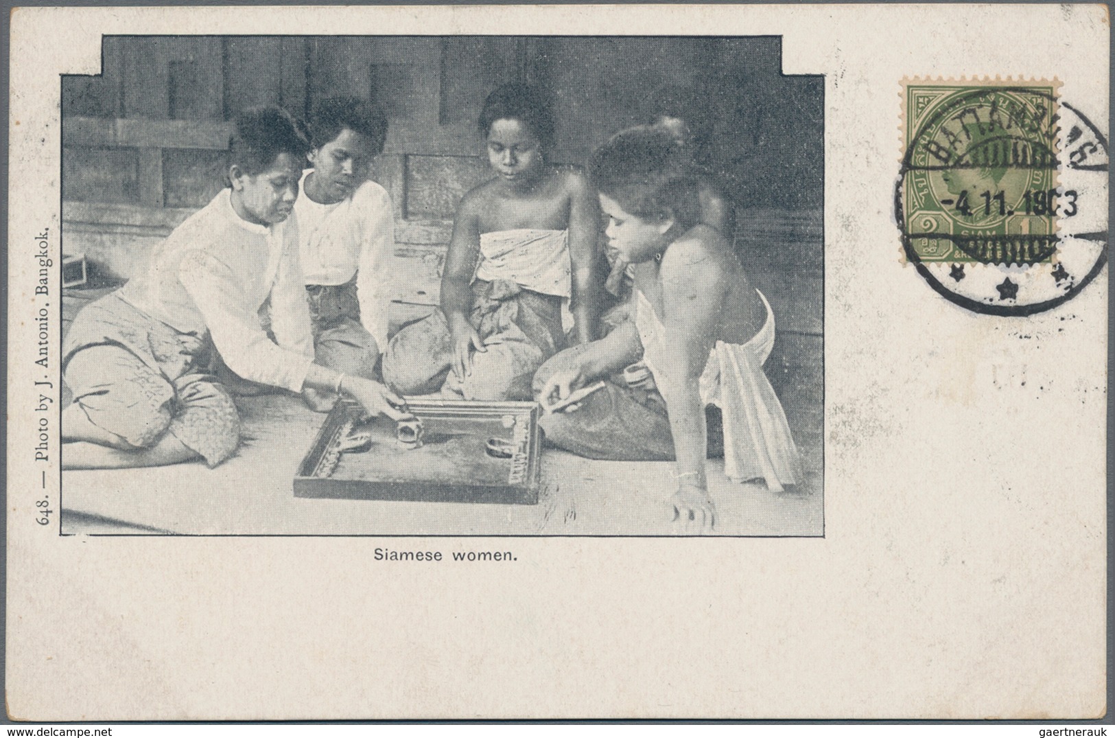 Thailand: 1903 Siamese Used In Cambodia: Picture Postcard (Siamese Women) Used Locally Battambong, C - Thailand